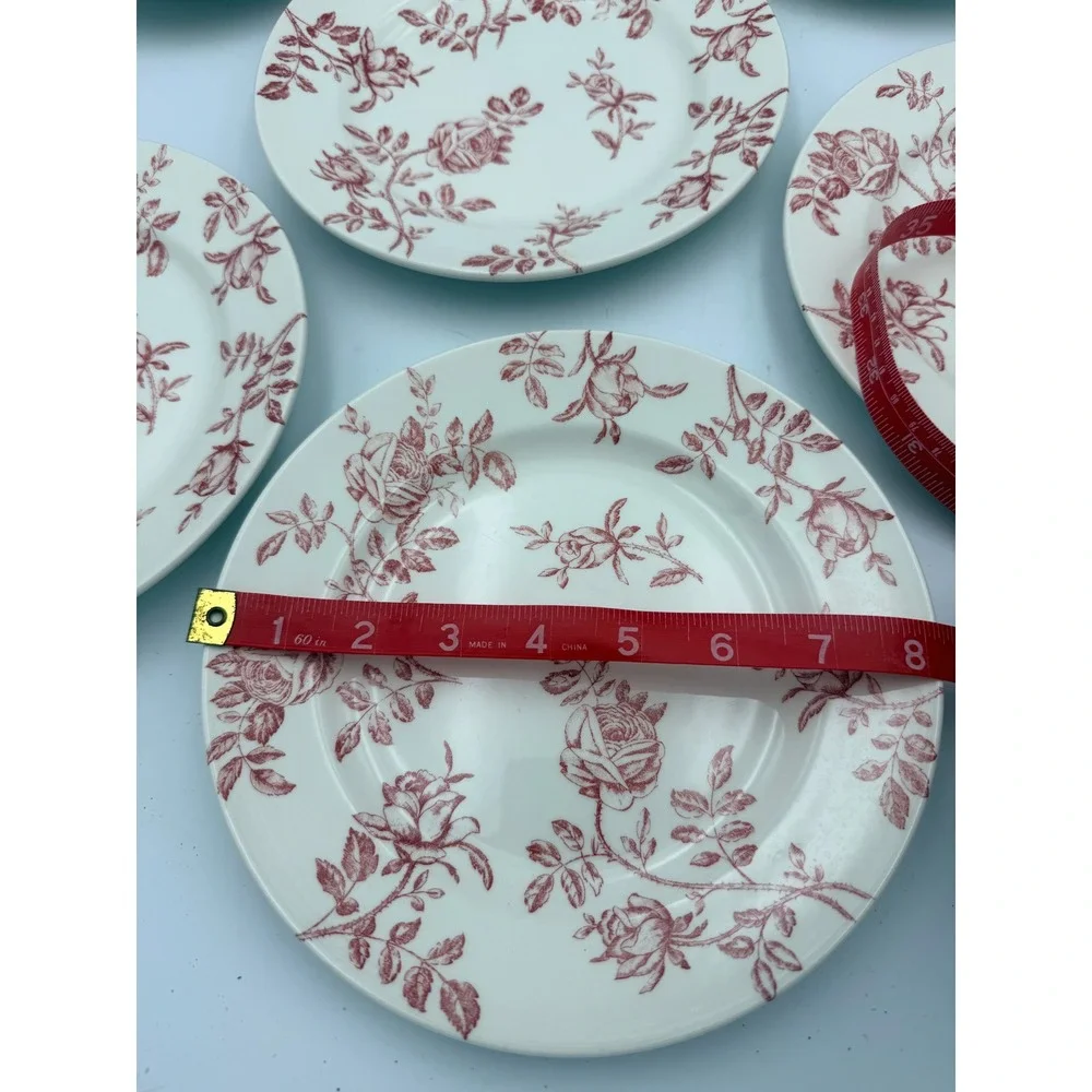 Churchill Antique Rose Pink Salad Plates Set of 6 Vintage Made in England 8